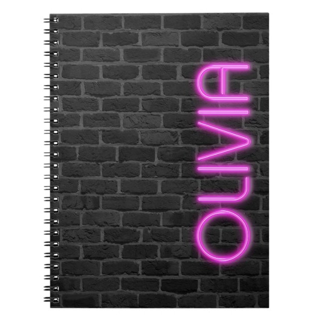 OLIVIEN in PINK Neon Lights Notizblock (Vorderseite)