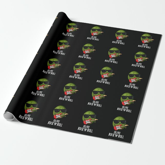 Olivrock and Roll Funny Rocker Olive Pub Dark BG Geschenkpapier (Ungerollt)