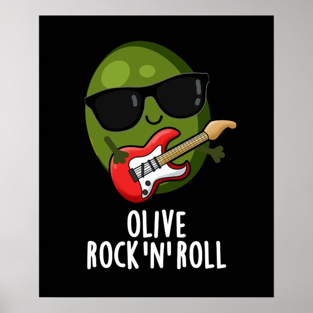 Olivrock and Roll Funny Rocker Olive Pub Dark BG Poster (Vorne)