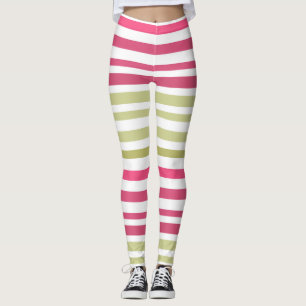 Olivrosa gestreift leggings