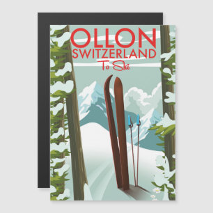 Ollon Schweiz Skifahren Magnetkarte
