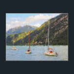 Ölmalerei Achensee in Österreich Tirol Boote Postkarte<br><div class="desc">Ölmalerei Achensee in Österreich Tirol mit Boote</div>