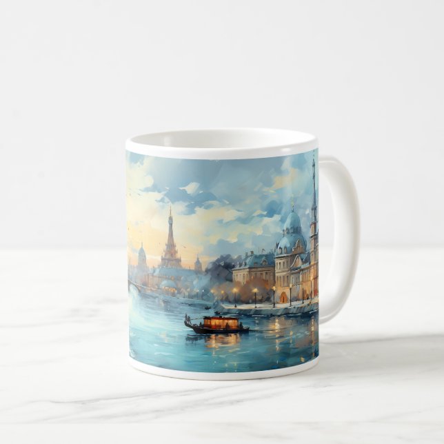 Ölmalerei auf Stadt und Fluss Kaffeetasse (VorderseiteRechts)