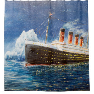  Ölmalerei auf Titanic und Eisberg im Ozean bei n Duschvorhang