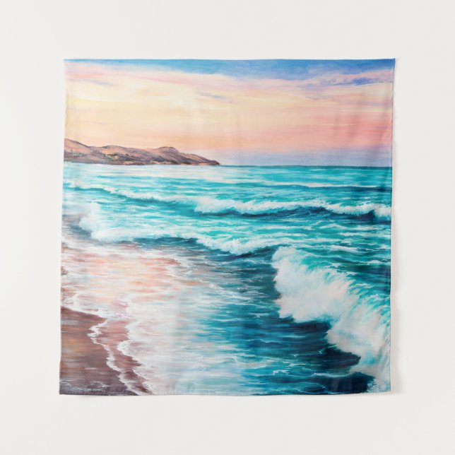  Ölmalerei eines schönen lila Sonnenuntergangs übe Wandteppich (Vorderseite)