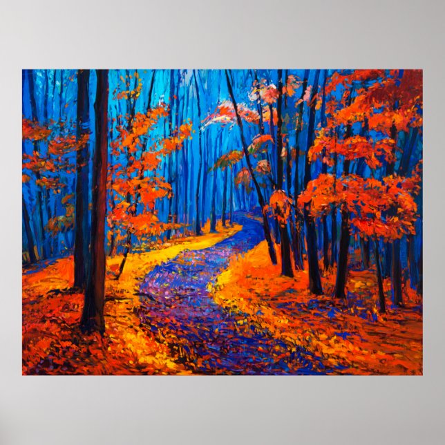 Ölmalerei mit schönem Herbstwald auf c Poster (Vorne)