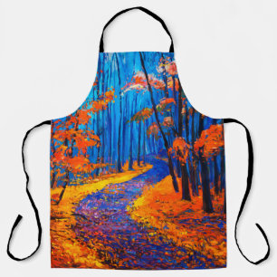 Ölmalerei mit schönem Herbstwald auf c Schürze