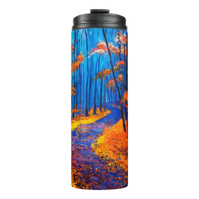  Ölmalerei mit schönem Herbstwald auf c Thermosbecher (Vorderseite)