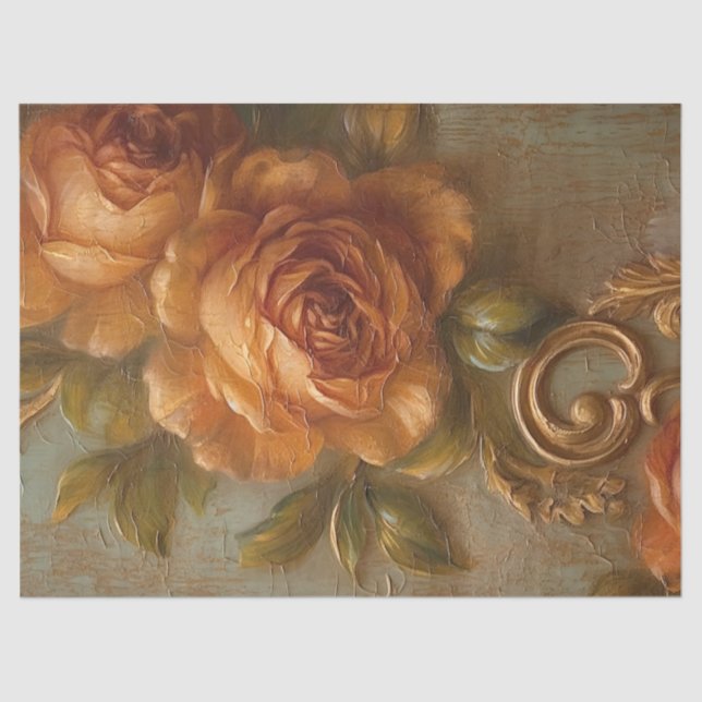 Ölmalerei Terracotta Kupfer Rose Goldverzierung Seidenpapier (Vorderseite)