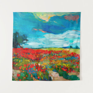 Ölmalerei von Feldern von Blume auf der Leinwand. Wandteppich