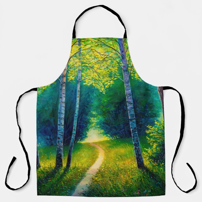 Ölmalerei Waldlandschaft, schöne Sonnenstrahlen Schürze (Vorderseite)