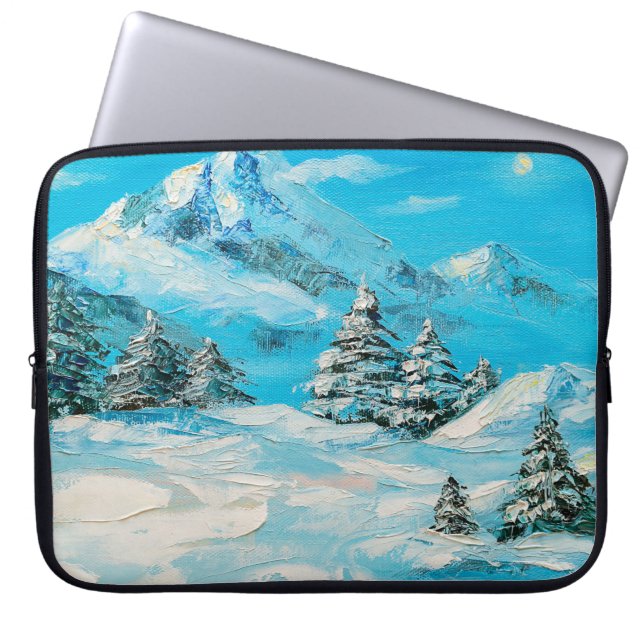Ölmalerei, Wintergebirgslandschaft mit Sspru Laptopschutzhülle (Vorderseite)