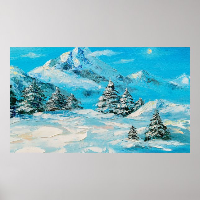Ölmalerei, Wintergebirgslandschaft mit Sspru Poster (Vorne)
