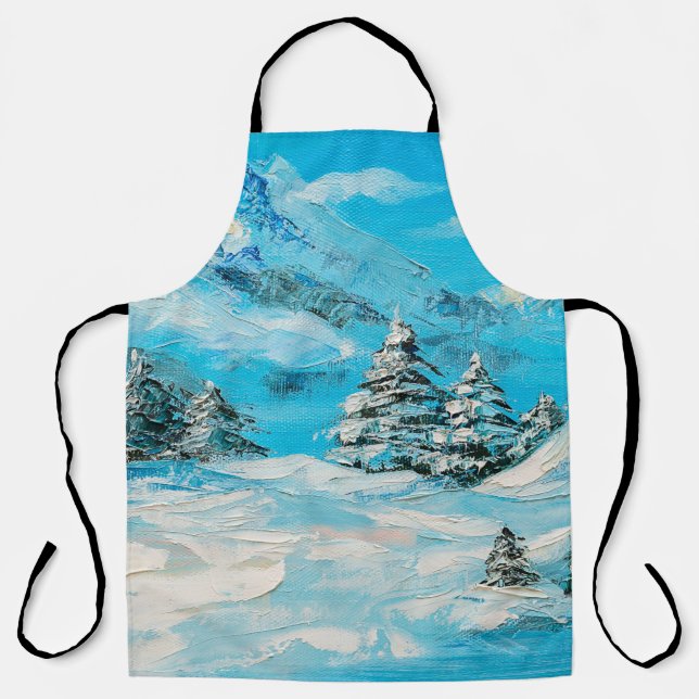 Ölmalerei, Wintergebirgslandschaft mit Sspru Schürze (Vorderseite)