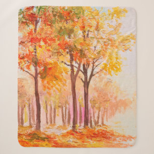 Ölmalerlandschaft - farbiger Herbstwald Sherpadecke