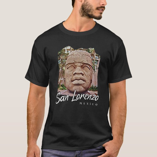 Olmec Kolossal Kopf Malerei Riesenstatuen Mexiko T-Shirt (Vorderseite)