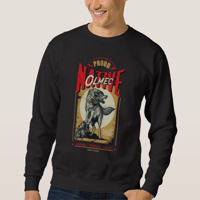 Olmec Native American Indian Geborener Wolf-Geist  Sweatshirt (Vorderseite)