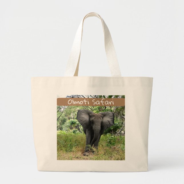 Olmoti Safari Elephant Tote Bag Jumbo Stoffbeutel (Vorne)