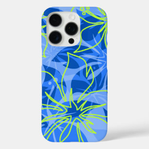 Olowalu Hibiskus Hawaiian Camouflage Blue iPhone 16 Pro Hülle