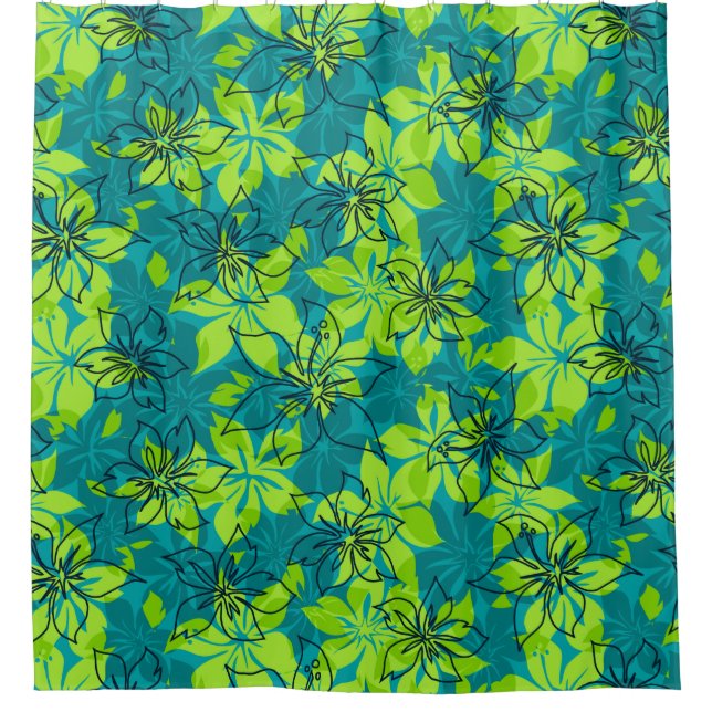 Olowalu Hibiskus-Hawaiianer-Camouflage Duschvorhang (Vorderseite)