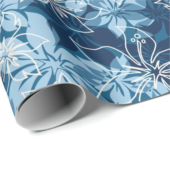 Olowalu Hibiskus-Hawaiianer-Camouflage Geschenkpapier (Rolleneckpunkt)