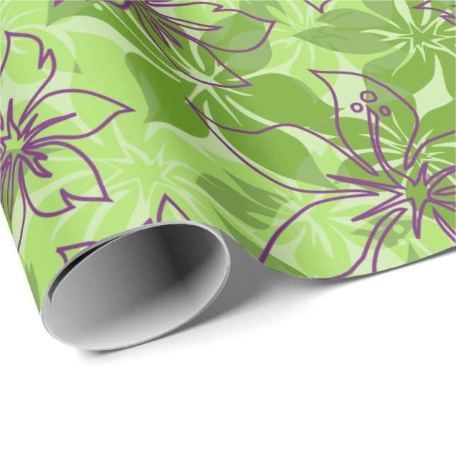 Olowalu Hibiskus Hawaiianische Camouflage Geschenkpapier (Rolleneckpunkt)