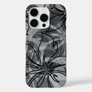 Olowalu Hibiskus Hawaiianische Camouflage Grau iPhone 16 Pro Hülle