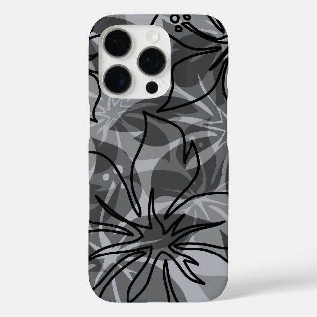 Olowalu Hibiskus Hawaiianische Camouflage Grau Case-Mate iPhone Hülle (Rückseite)