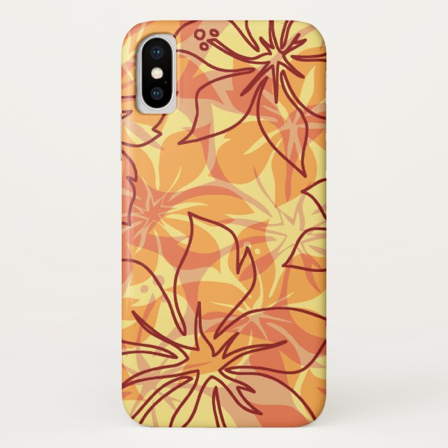 Olowalu Hibiskus Hawaiianische Camouflage Papaya Case-Mate iPhone Hülle (Rückseite)