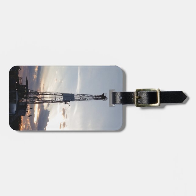 Ölplattform-Sonnenuntergang Gepäckanhänger (Vorderseite horizontal)