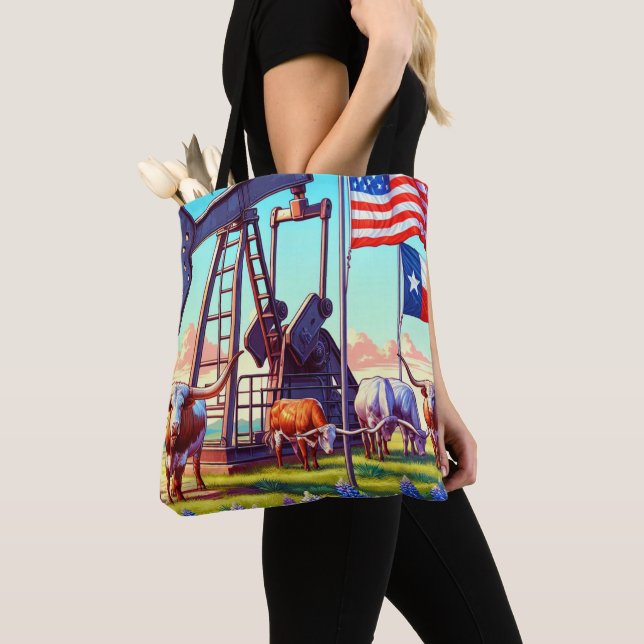 Ölpumpe und einsame Rinder in Texas (Von Nahem)