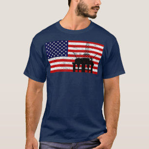 Ölpumpen Energy Industrial Machine USA Flag T-Shirt