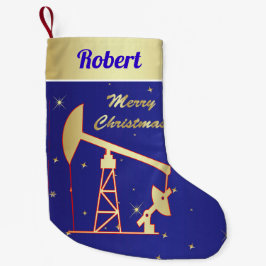 Ölpumpen Jack Frohe Weihnachten Blau Kleiner Weihnachtsstrumpf