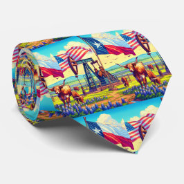 Ölpumpen Jack Texas American Flag Longhorn Steer Krawatte