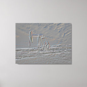 Ölpumpenanlage (Pump-Jack) (Embossed Look) Leinwanddruck