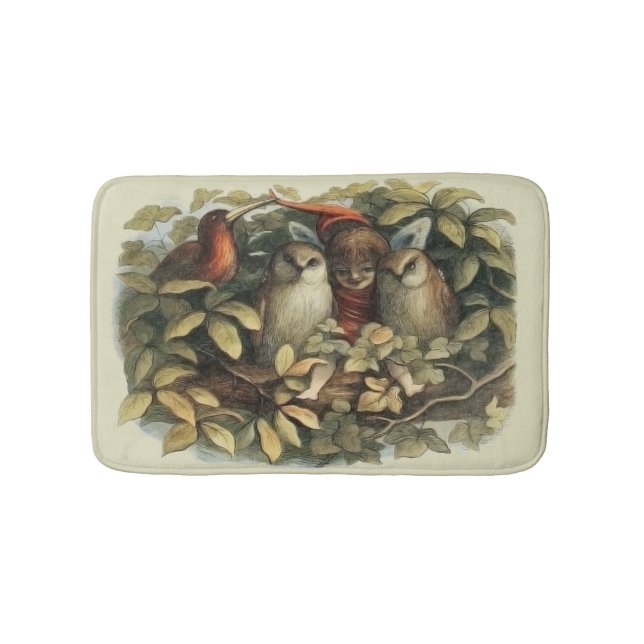 Öls und Elf Fairies - Illustration zur Natur Badematte (Vorderseite)