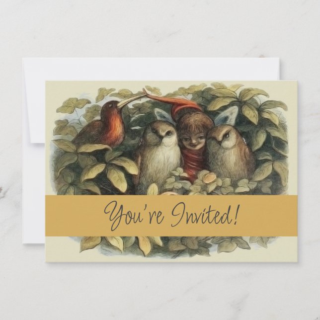 Öls und Elf Fairies - Illustration zur Natur Einladung (Vorderseite)