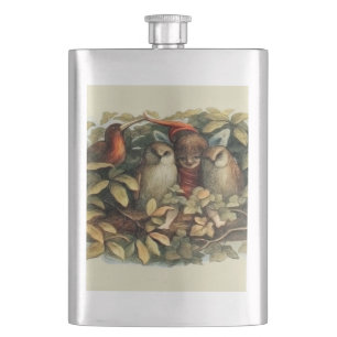 Öls und Elf Fairies - Illustration zur Natur Flachmann