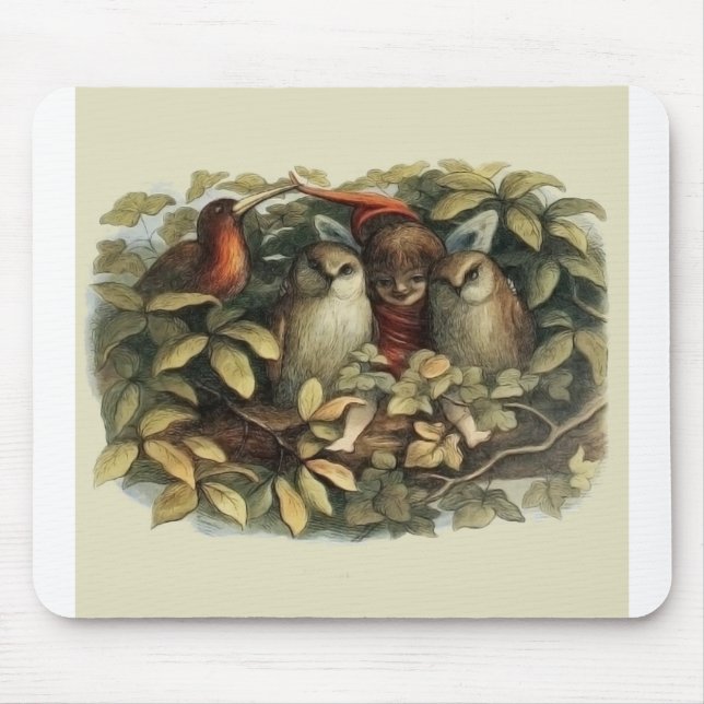 Öls und Elf Fairies - Illustration zur Natur Mousepad (Vorne)