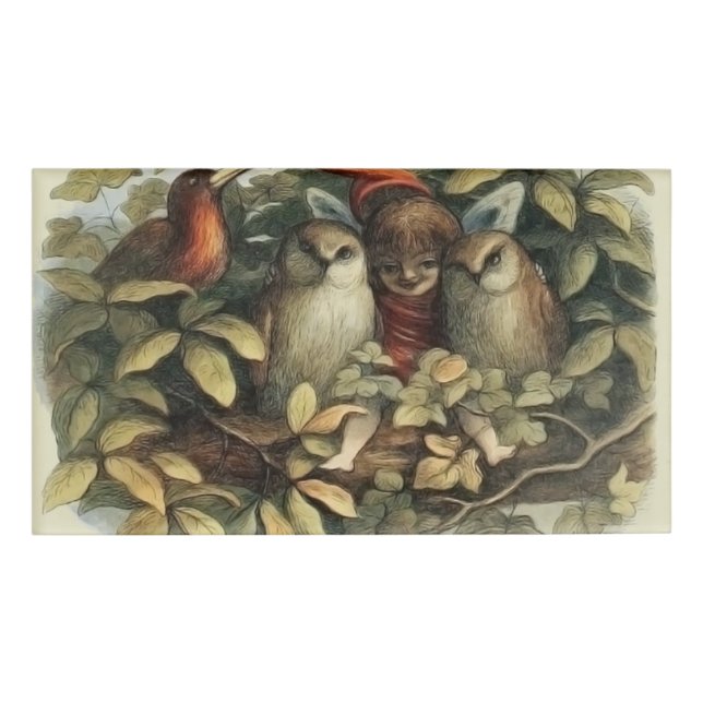 Öls und Elf Fairies - Illustration zur Natur Namenschild (Vorderseite)