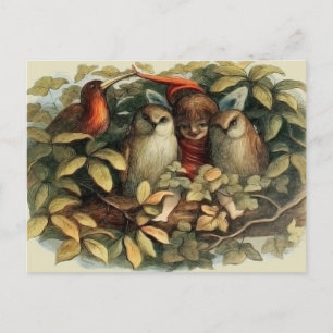 Öls und Elf Fairies - Illustration zur Natur Postkarte