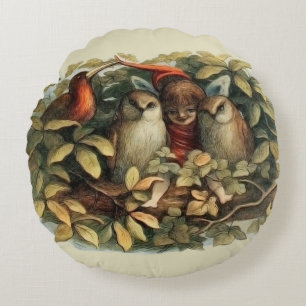 Öls und Elf Fairies - Illustration zur Natur Rundes Kissen