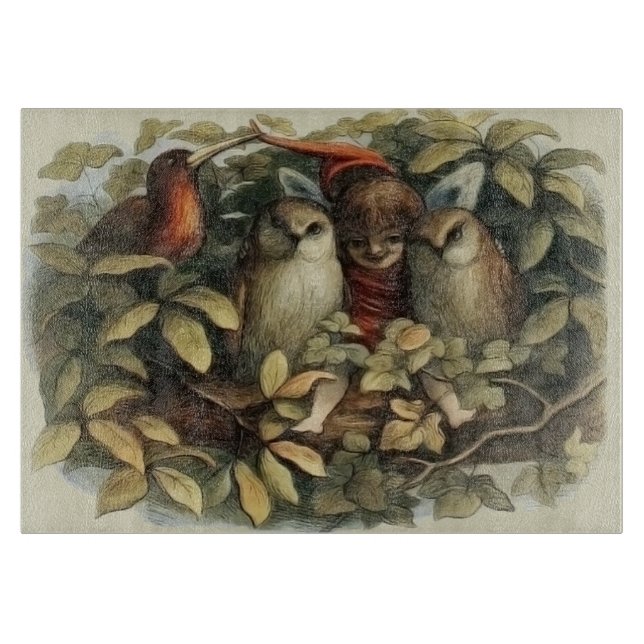 Öls und Elf Fairies - Illustration zur Natur Schneidebrett (Vorderseite)