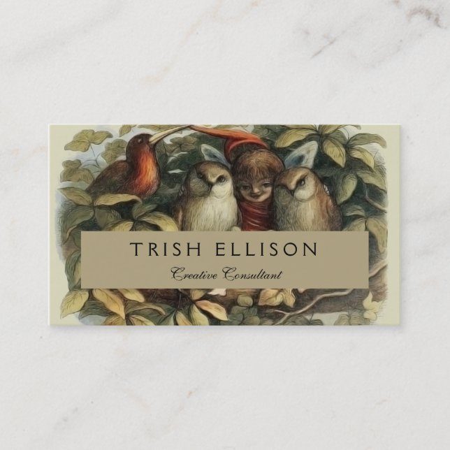 Öls und Elf Fairies - Illustration zur Natur Visitenkarte (Vorderseite)