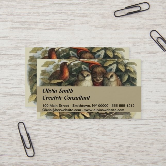 Öls und Elf Fairies - Illustration zur Natur Visitenkarte (Vorderseite/Rückseite Beispiel)