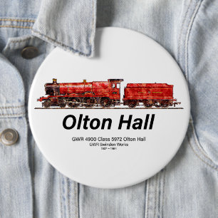 Olton Hall Vintag Steam Train English Locomotive Button