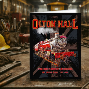 Olton Hall Vintag Steam Train English Locomotive Dankeskarte