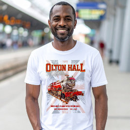 Olton Hall Vintag Steam Train English Locomotive T-Shirt