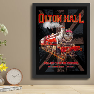 Olton Hall Vintage-Dampflokomotive Poster