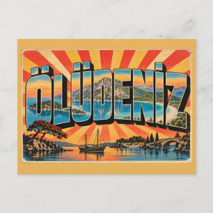 Oludeniz Blue Lagoon Pine Mountain Vintage Reise Postkarte